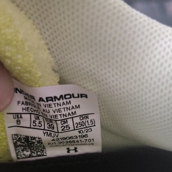 Under Armour Neon Yellow Athletic Shoes Size 8 - Picture 4 of 5
